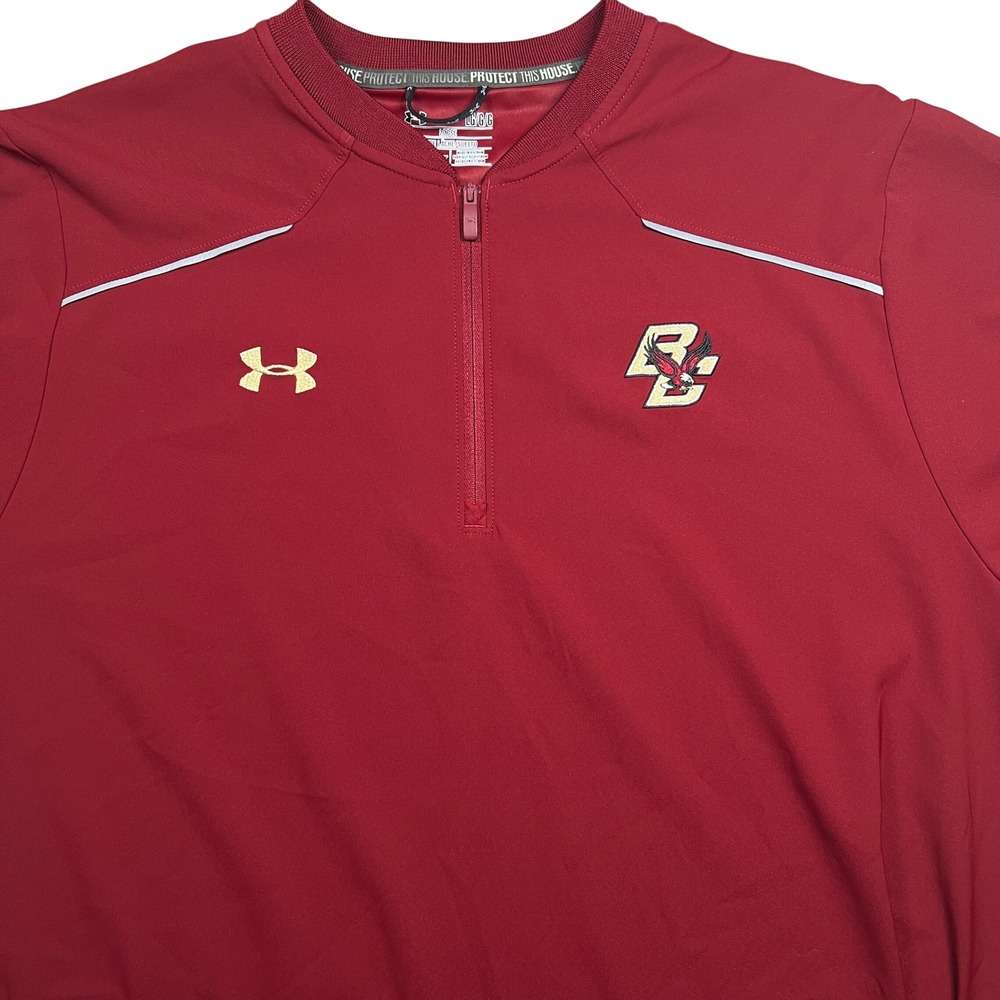 Under Armour Boston College Eagles Pullover Men L Maroon 1/4 Zip Short Sleeve
